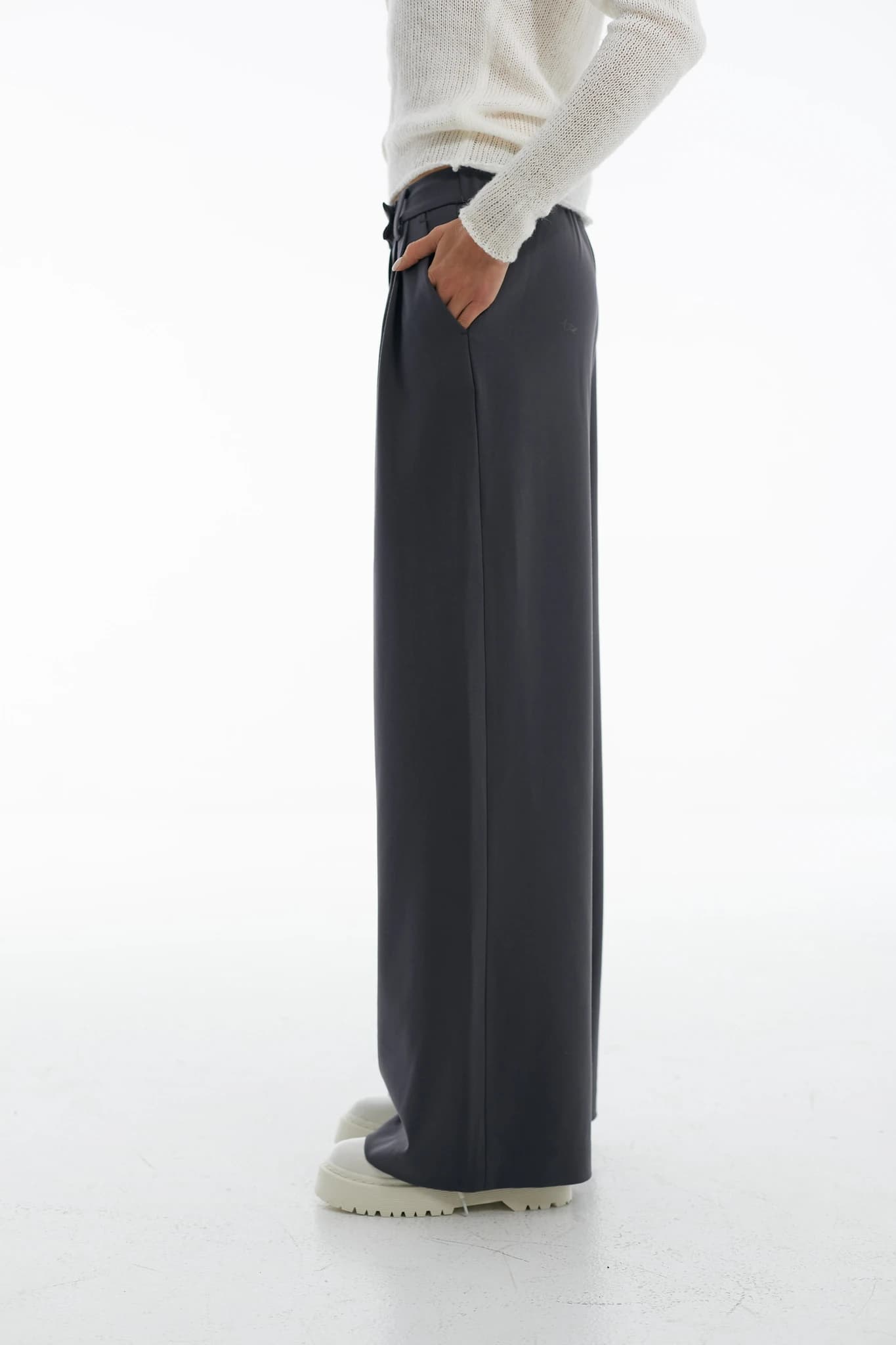 Trousers Classic Wide Wool Grey 4