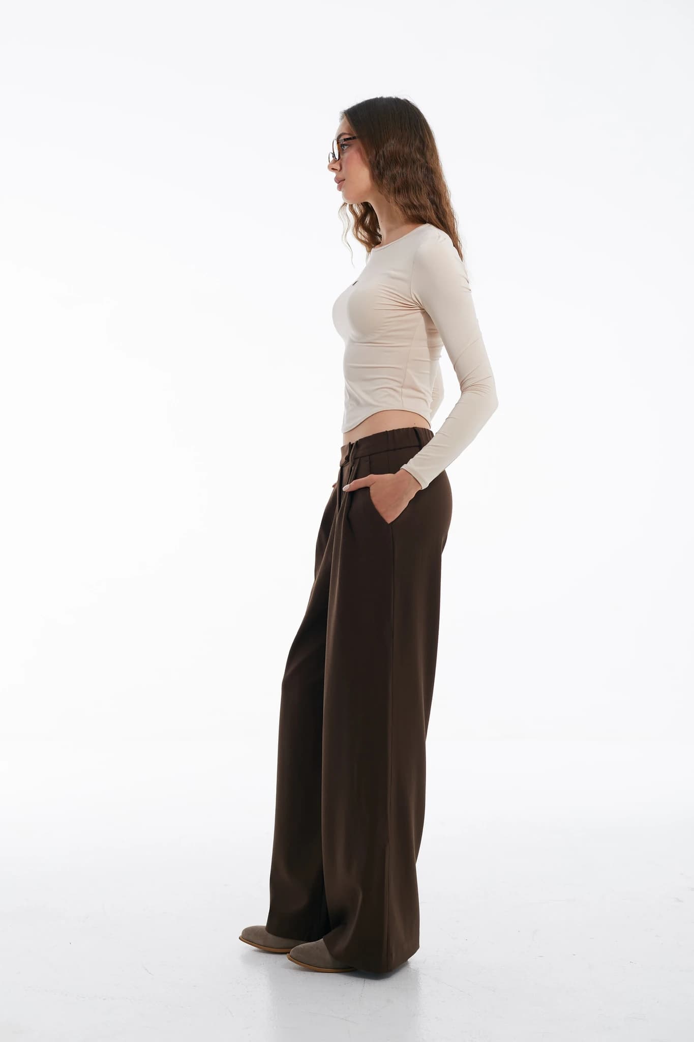 Trousers Classic Wide Wool Espresso Brown 3