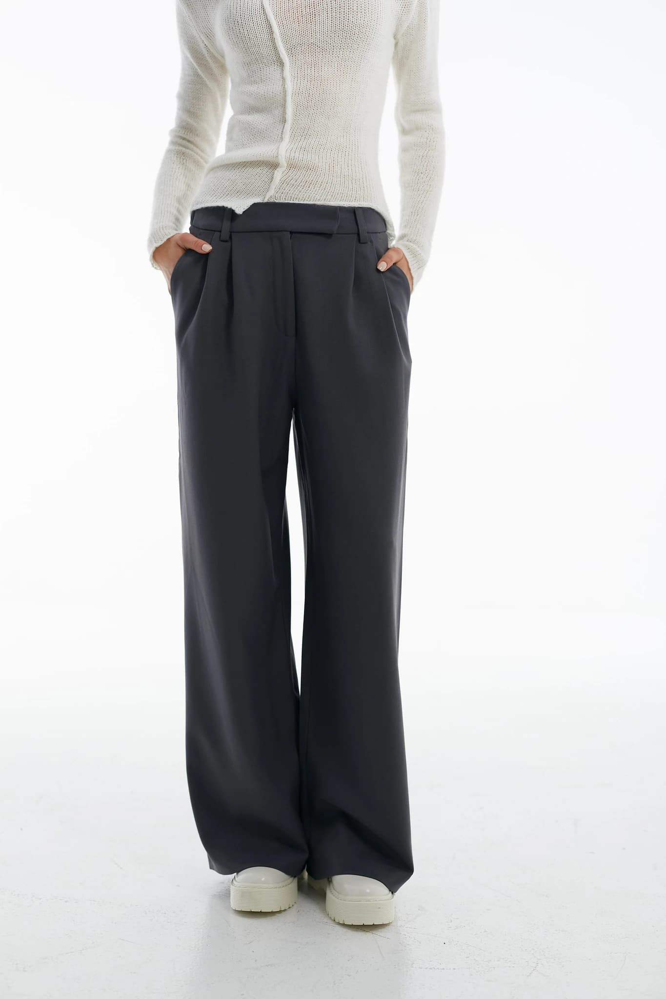 Trousers Classic Wide Wool Grey 3