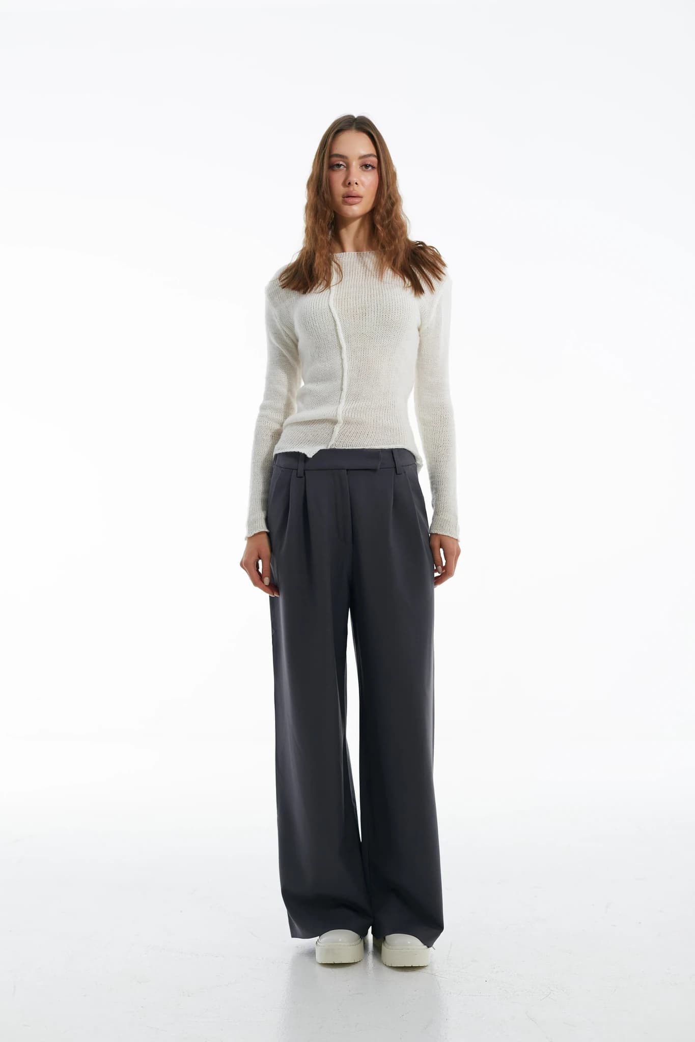 Trousers Classic Wide Wool Grey