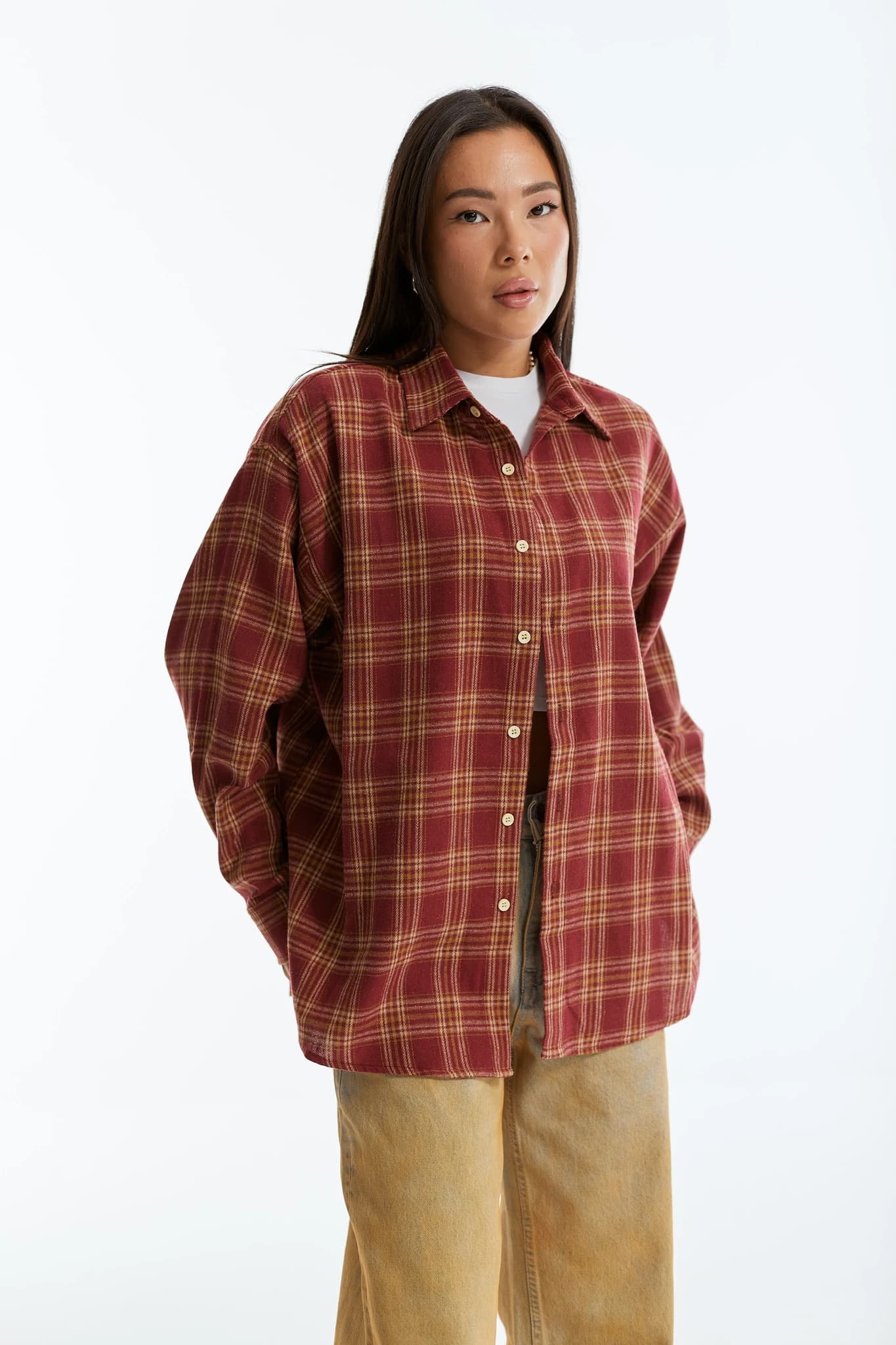 Shirt MS URBAN Checked wine 3
