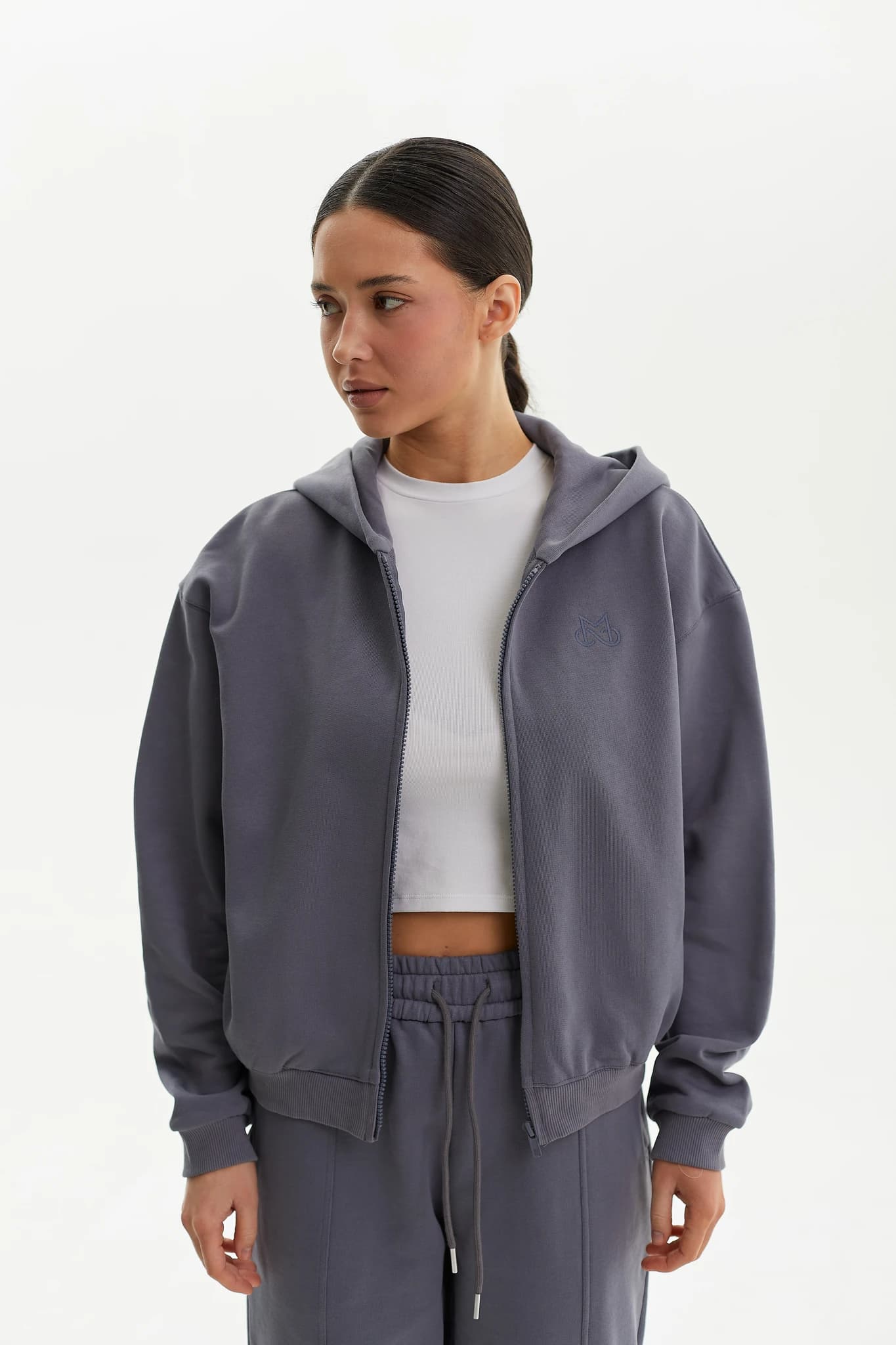 Hoodie Zip MS Grafit