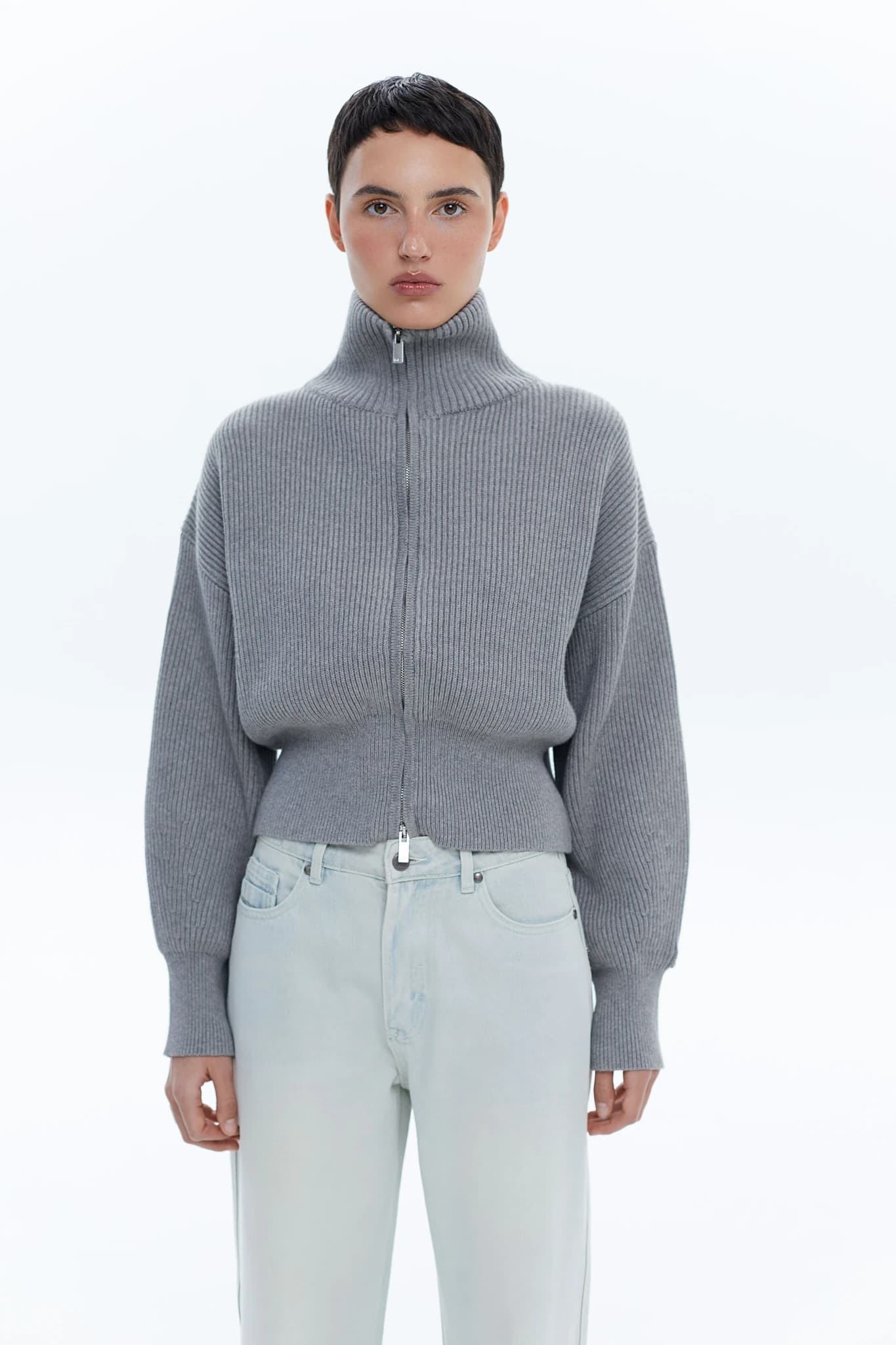 Jumper Zip Knit Grey 4