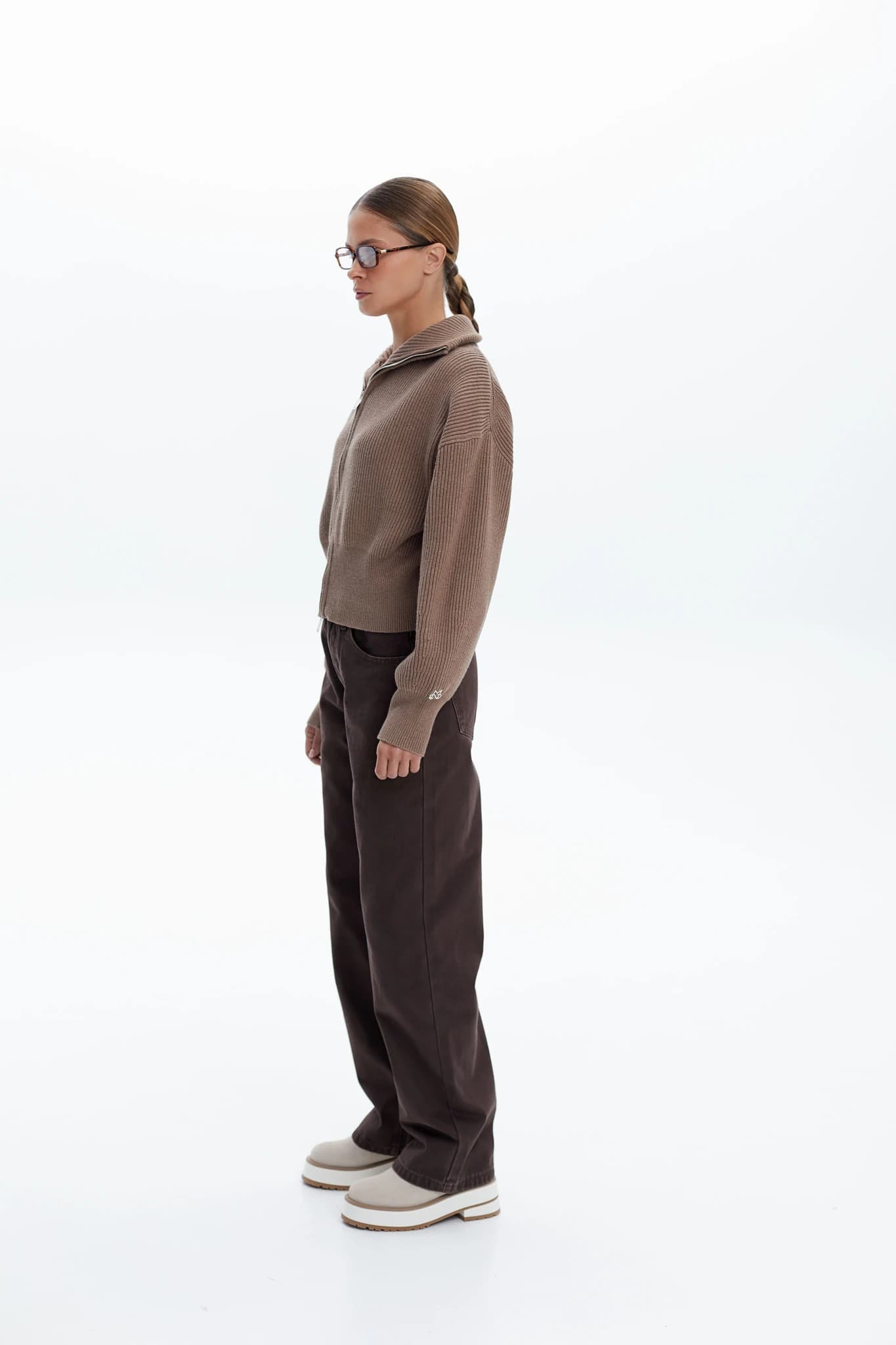Jumper Zip Knit Cacao 3