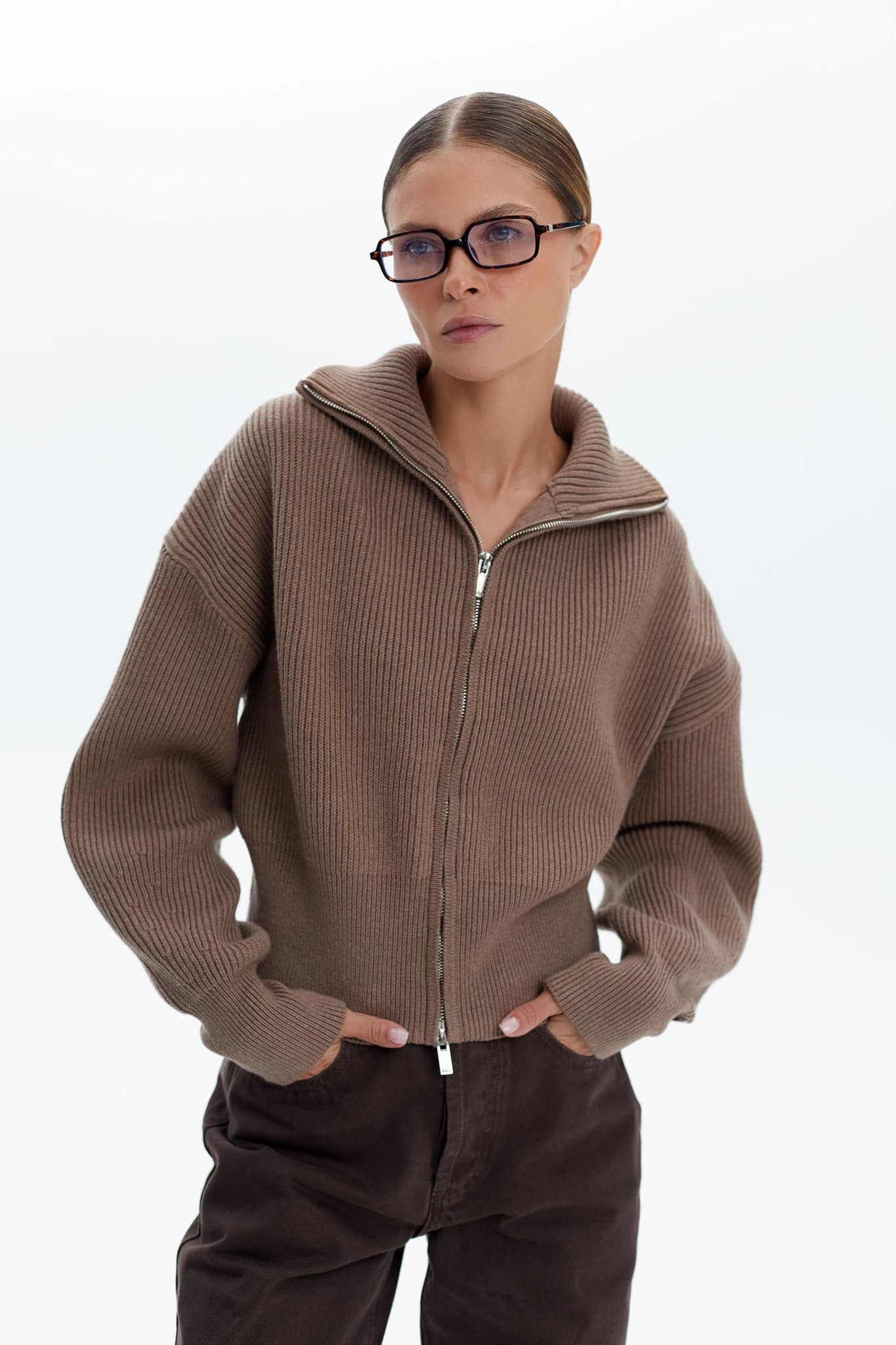 Jumper Zip Knit Cacao