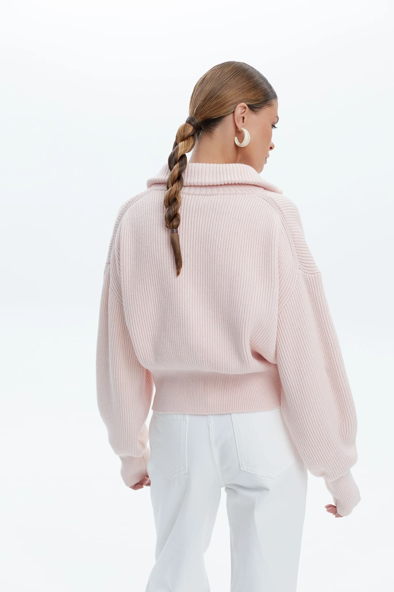 Jumper Zip Knit Soft Pink 3