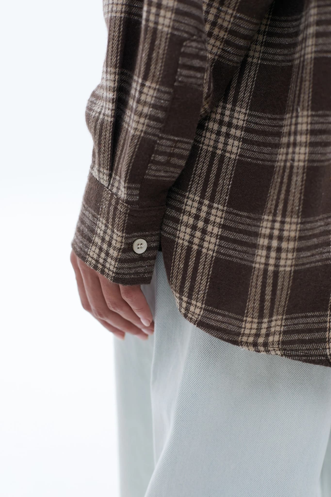 Shirt MS URBAN Checked Chocolate Beige 3
