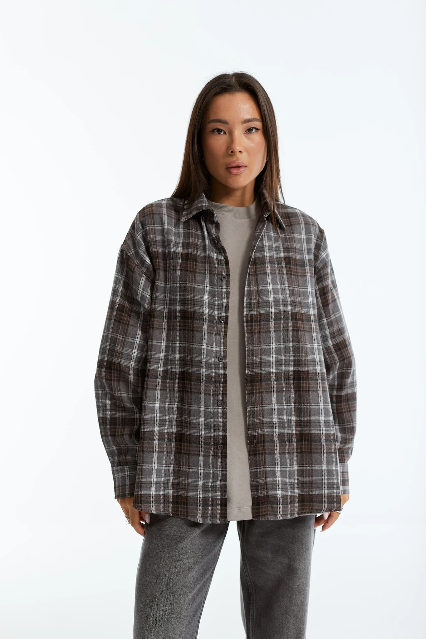 Shirt MS URBAN Checked grey brown